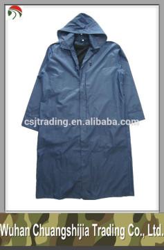 dark blue PVC military raincoat