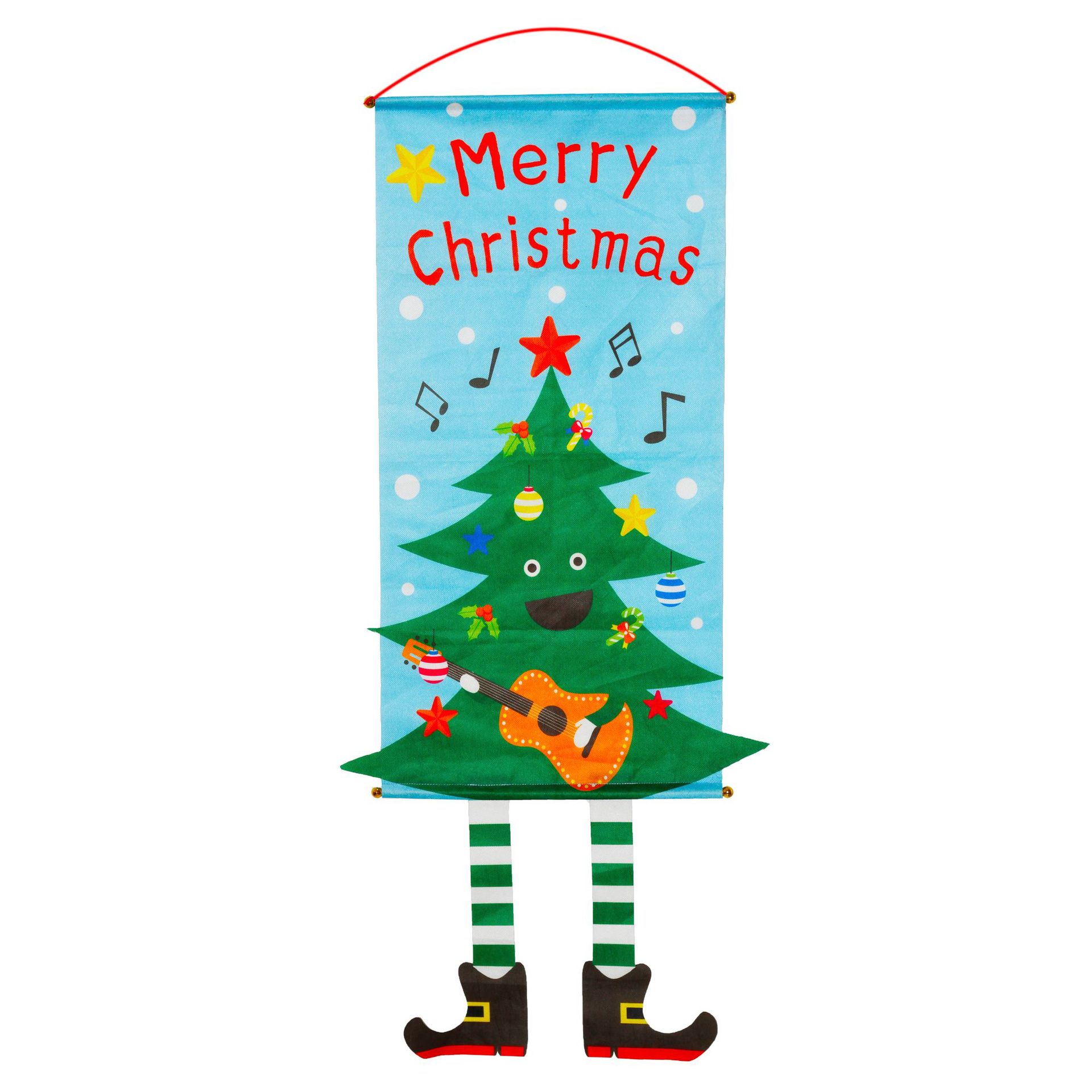 Christmas Flag Elf Snowman Cloth Hanging Cartoon Canvas Window Wall Decoration Supplies Scroll Pull Flag