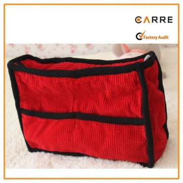 red cotton corduroy cosmetic bag