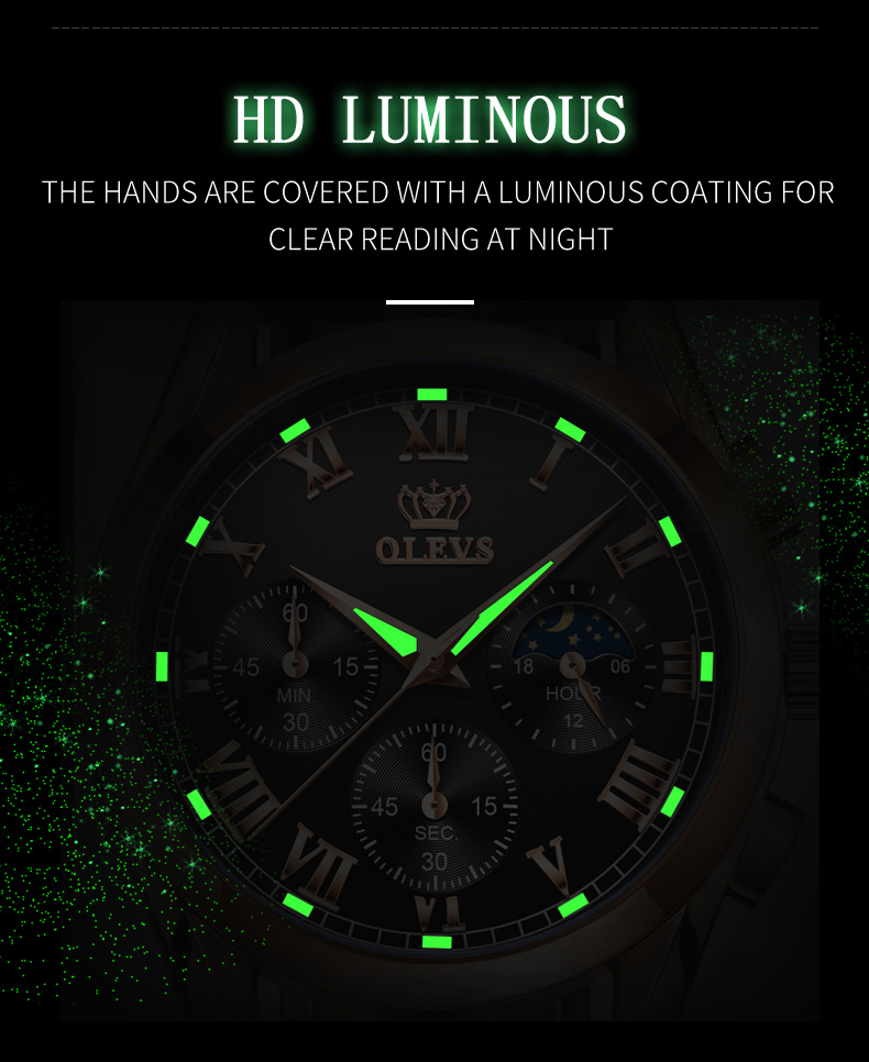 OLEVS 2871 Multifunctional Sports Watches Leather Luxury Fashion Genuine Leather Man Wristwatch Waterproof Luminous Men's Watch