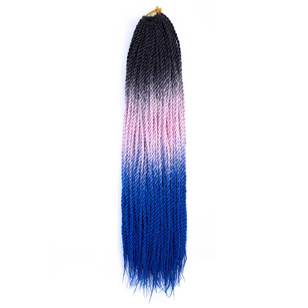 MYZYR Ombre Senegalese Twist Hair Crochet Braids 20 Inch Synthetic Braiding Hair for Women Grey,blue,pink,bro Synthetic Fibres