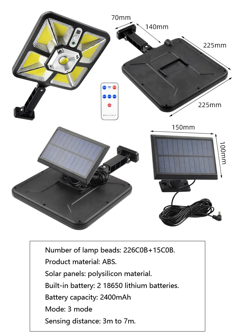 Adjustable Solar Security Wall Lamp with IP65 Waterproof Rating