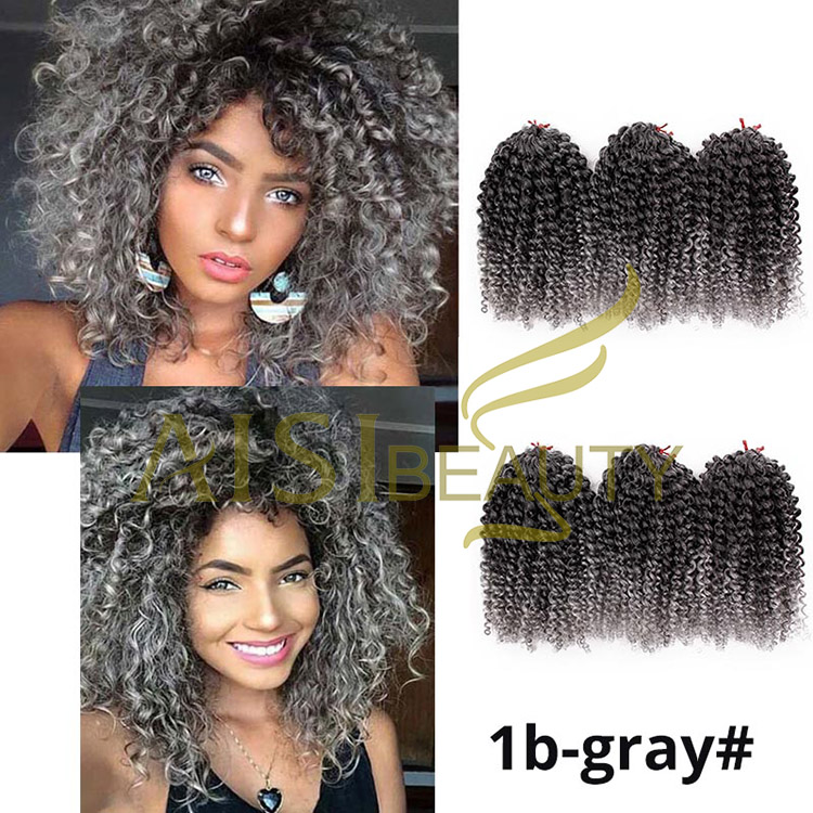 Aisi Beauty Wholesale 8 Inch High Quality Marly Bob Heat Resistant Fiber Kinky Curly Synthetic Crochet Braiding Hair Extensions