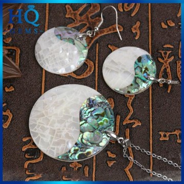 natural mix color abalone shell necklace MOP round shell earrings