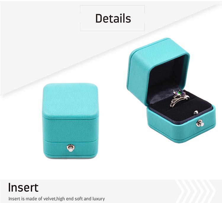 Elegant Luxury Gift Packaging Square PU Leather Jewelry Box Luxury Packaging Box For Ring