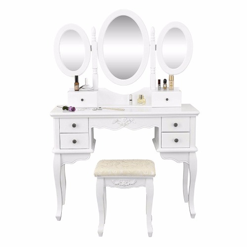Bedroom Wood Dressing Table Makeup Dresser With Mirror