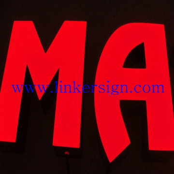 stainless steel frame resin alphabet letter led signage