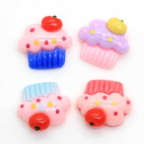 Gemengde kleur Plat Cupcake Vormige Hars Cabochon Voor Handgemaakte Craft Decor Kralen Charms DIY Telefoon Shell Ornamenten