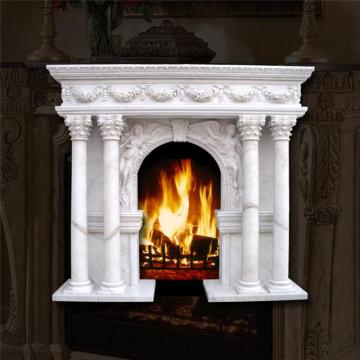 Luxury home decoration roman style marble fireplace with roman column