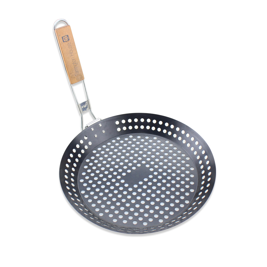 Non-stick Coating BBQ Grill Pan With Wood Handle