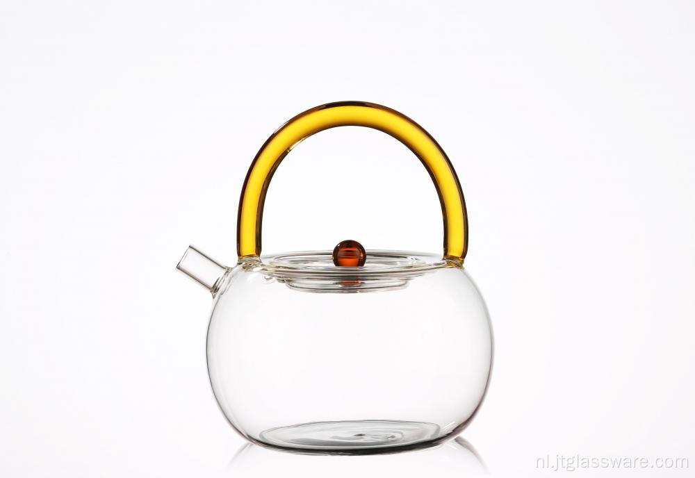 Handgemaakte borosilicaat hittebestendige glazen theepot