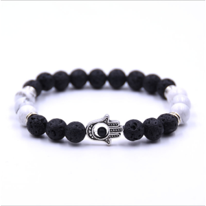 Howlite Evil eye volcano Lava Stone Bracelet