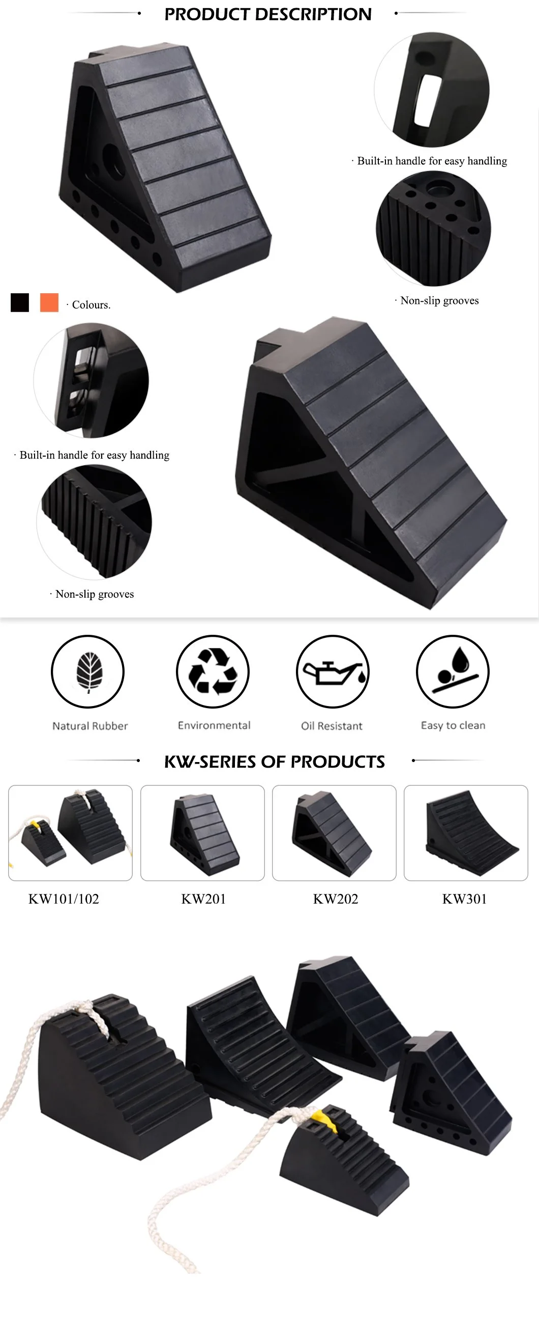 Good Price Solid Heavy Duty Wedge Stopper Rubber Wheel Chock for Trailer/Car/Truck