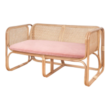 Nordic Vintage Bamboo Wood Restaurant I Shape Sofa