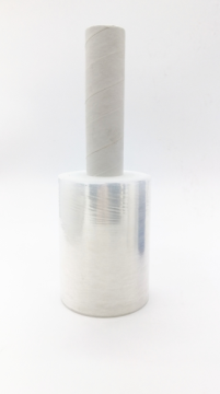 Transparent handle stretch film roll
