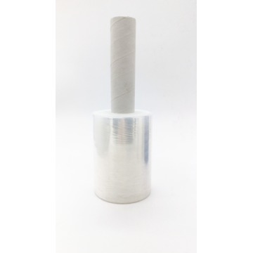 Transparent handle stretch film roll