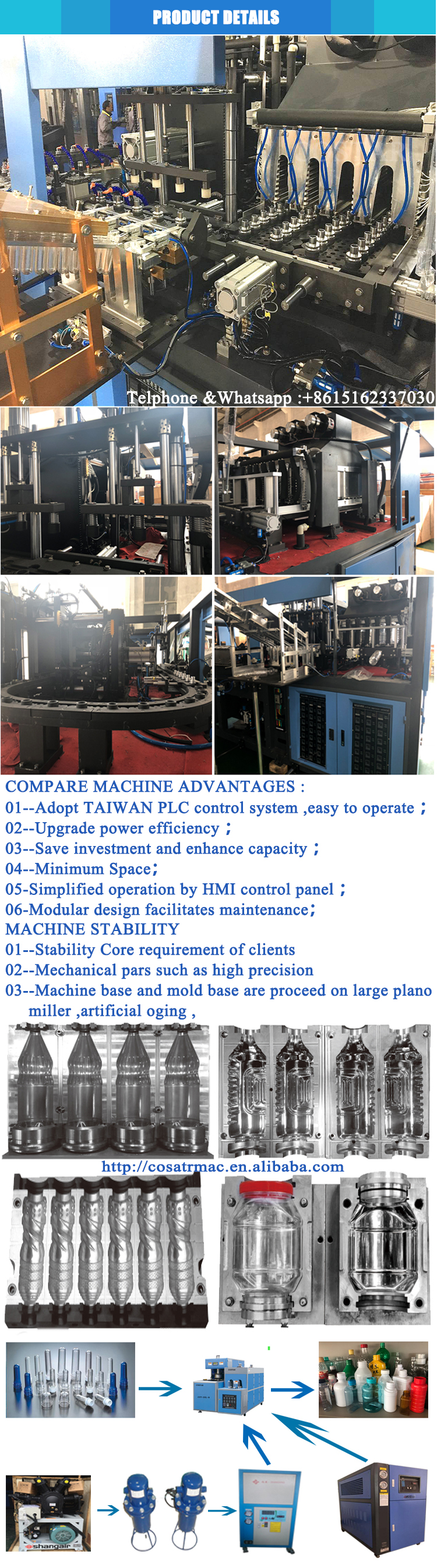 CST-6L-2 semi automatic pet bottle blow molding machine price for pet preform