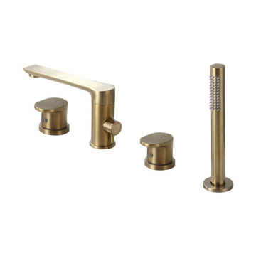 Brushed Gold 4 holes Bathroom Brass bathtub tap