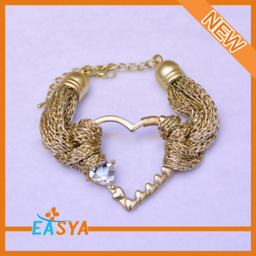 Fashion Lobster Clasp Gold Heart Frame Bracelet