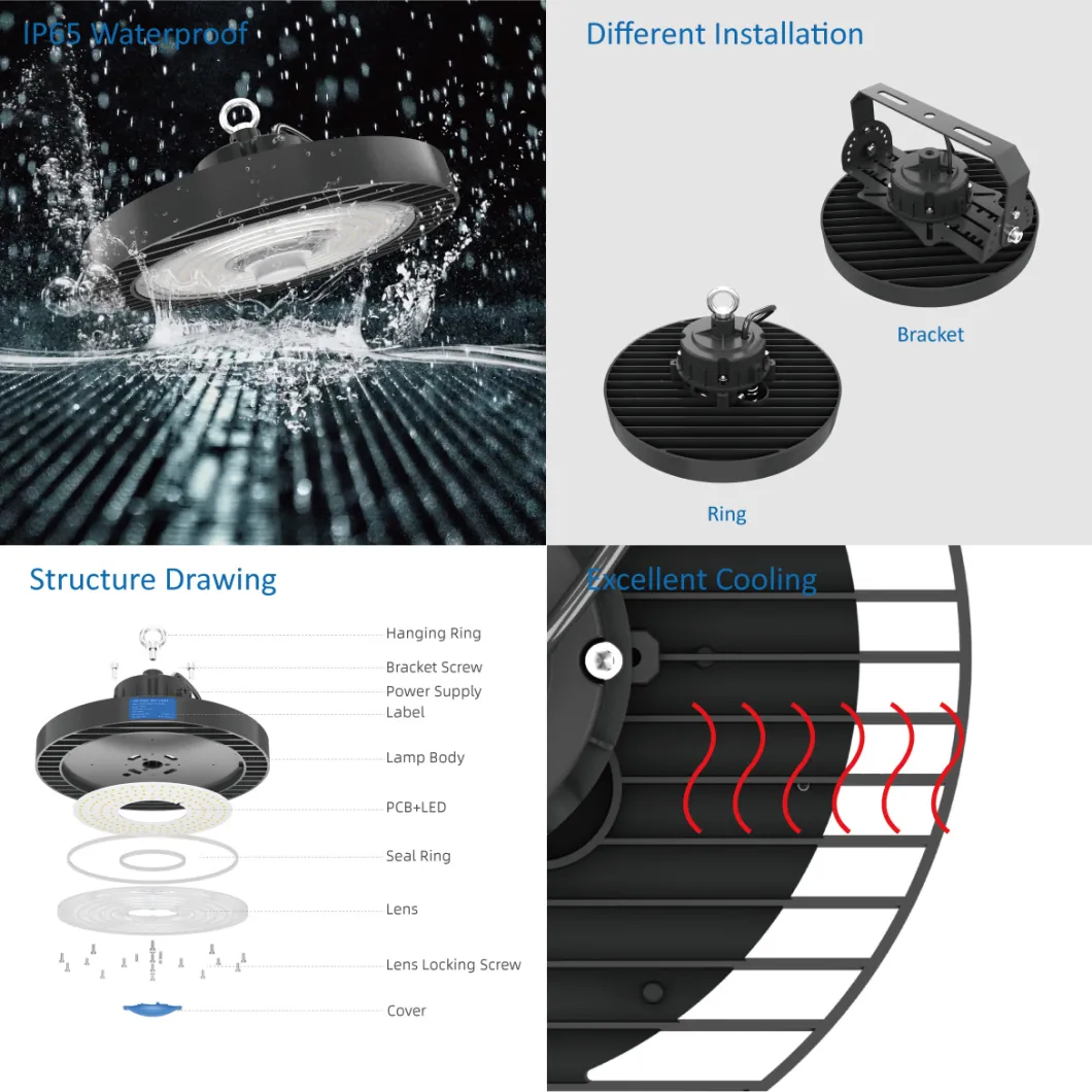 200W UFO LED High Bay Flood Light 190lm/W