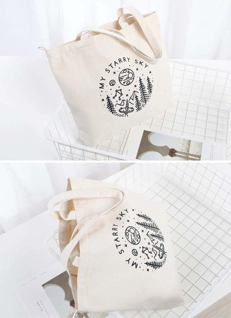 Eco-Friendly Wholesale Recycle Canvas Custom Logo Reusable Cotton Tote Grocery Shopping Bags with Snap-Faster Closure