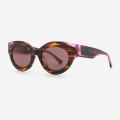 Cat Eye Lamination Full-rim Acetate Female Sunglasses