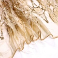 Gold Sequin Lace Fabric with Handmade Feather