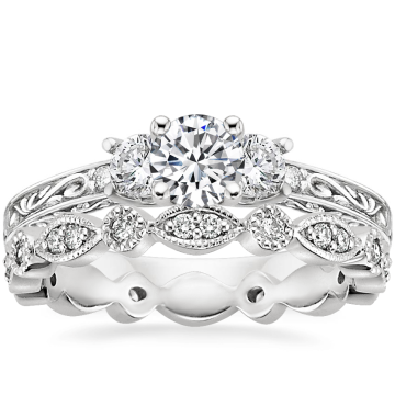 Vintage Style 4 Carat Wedding Ring Set