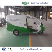 Automatic dumping electric cleaning tricycle car with fiberglass shell