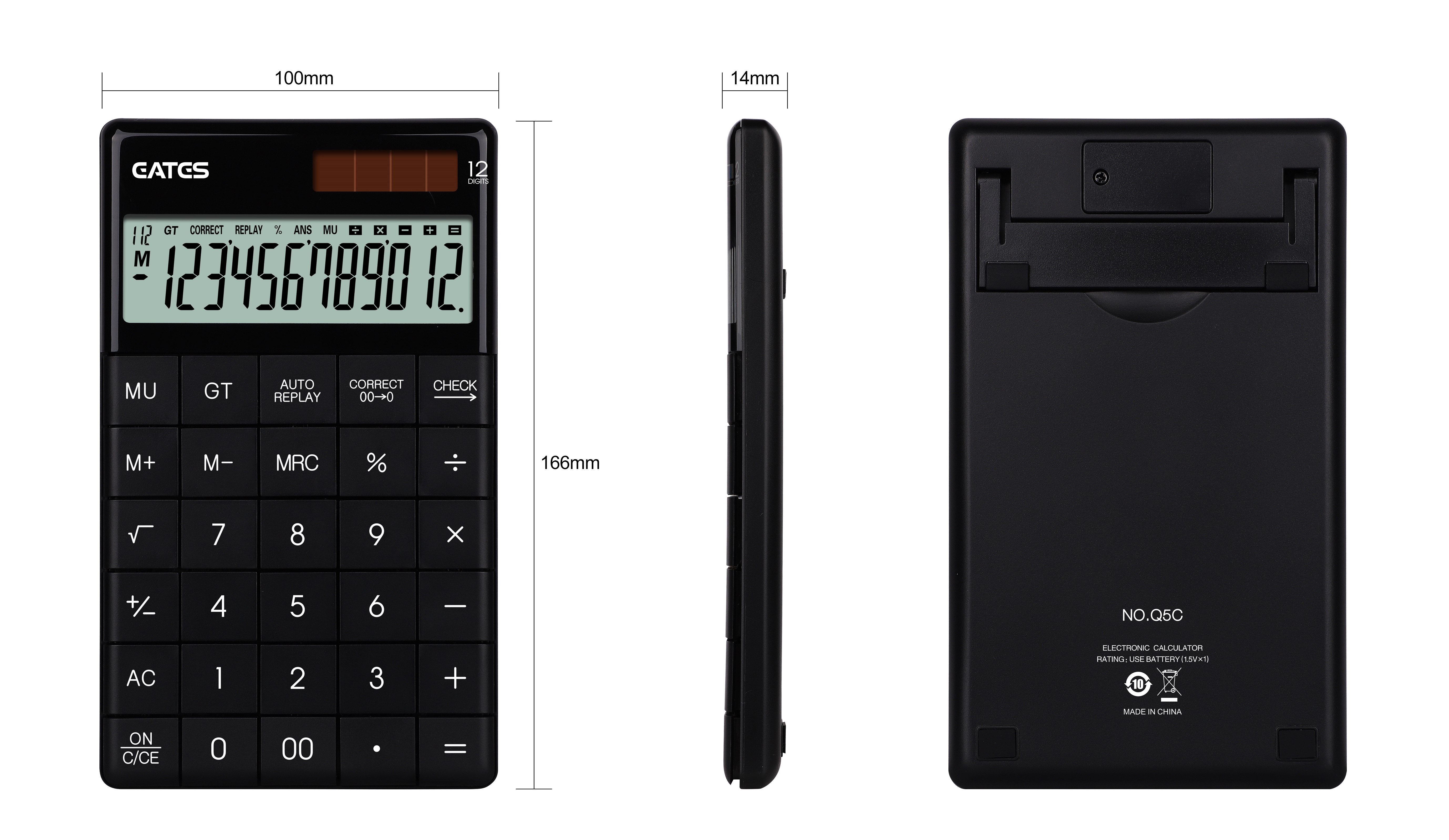 EATES High quality Solar ABS Flat calculator manufacture with supporting stand