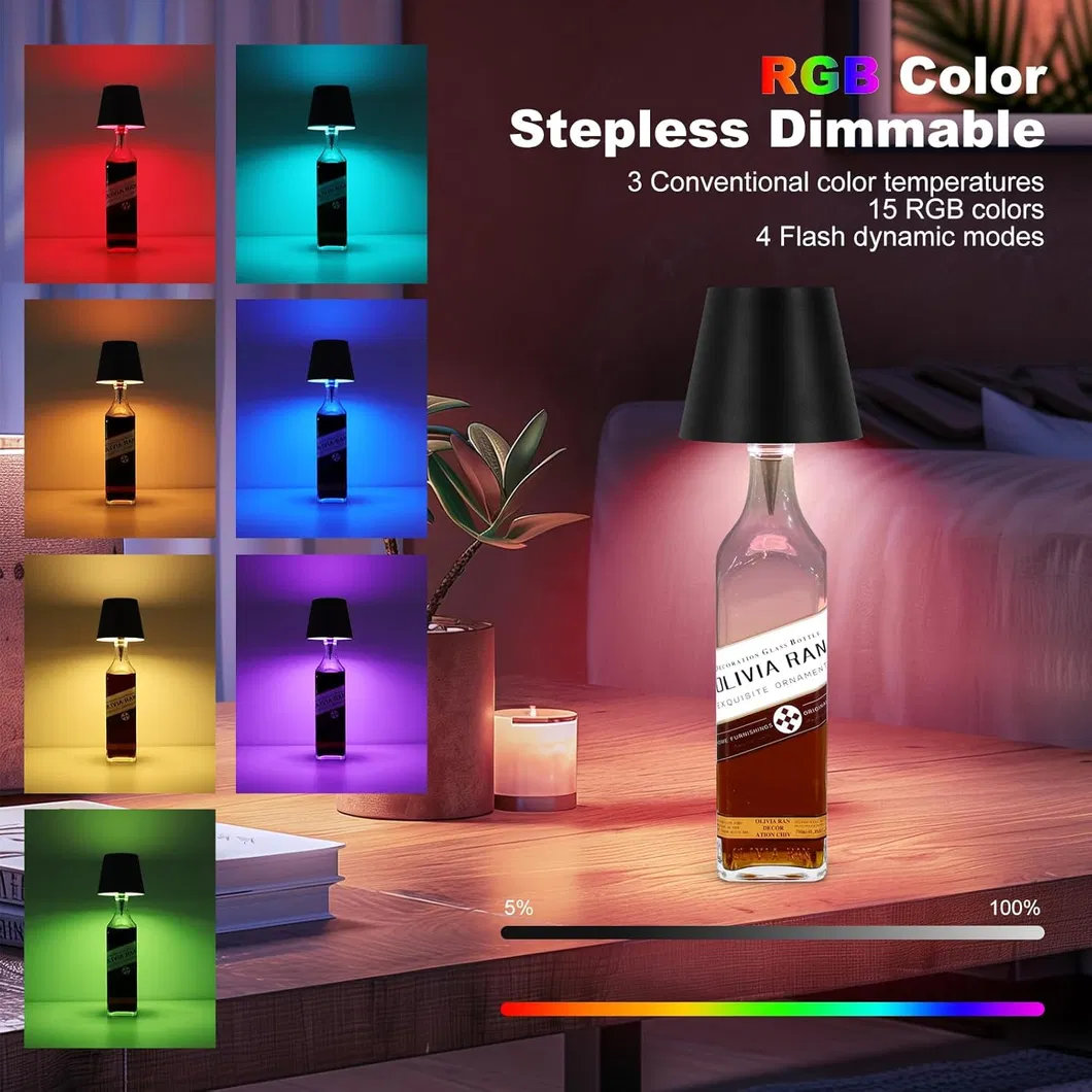 Modern Premium Touch Control LED Ambient Wine Bottle Stopper Lamp
