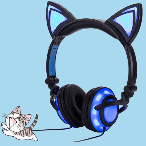 충전 고양이 귀 조명 헤드폰