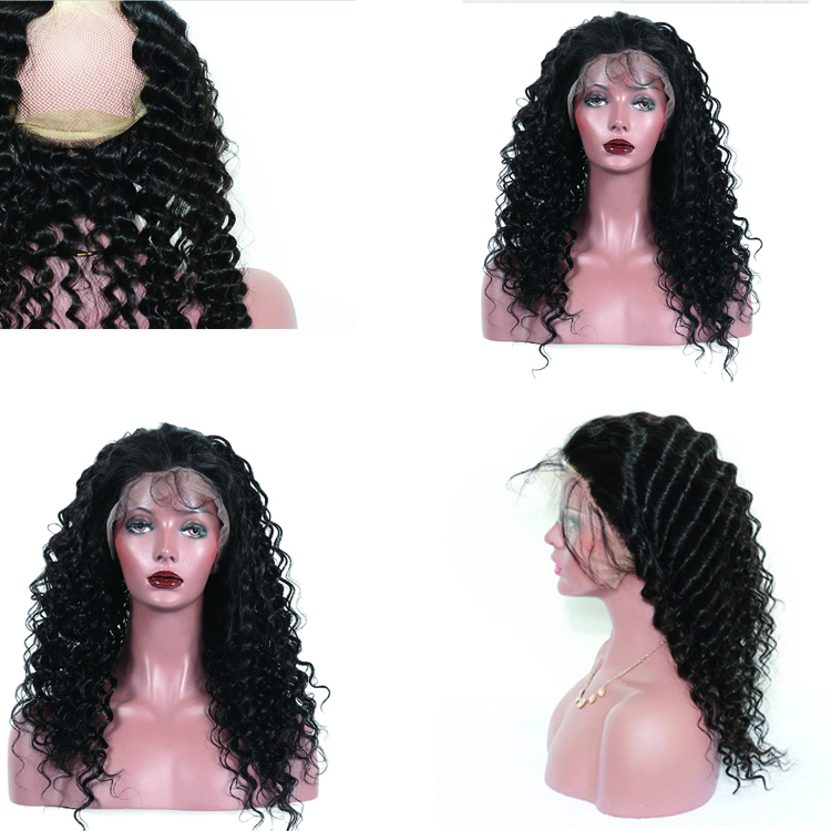 Wholesale virgin indian deep wave human hair cheap nature color 360 lace frontal closure with bundles