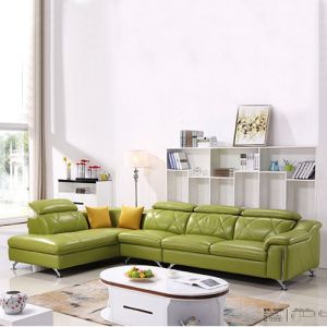 Itali kulit berbentuk L Corner Bahagian Lounge Sofa