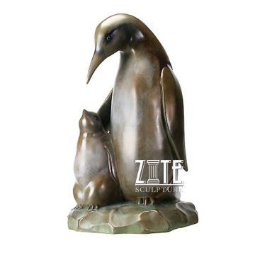 Indoor decor art metal statue bronze penguin sculpture
