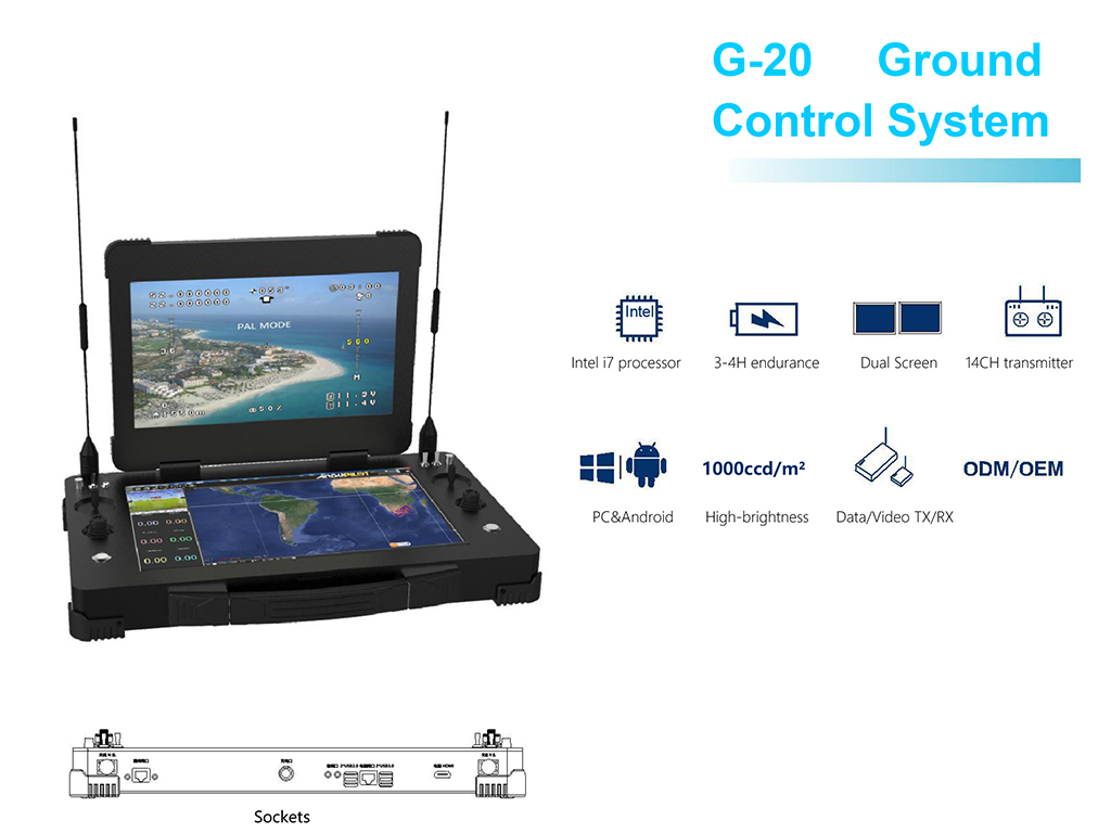 portablle GCS UAV GCS 17km video tx