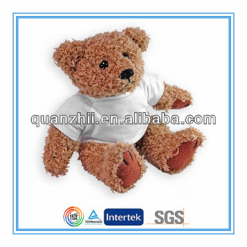 Custom stuffed plush teddy bear with white t-shirts