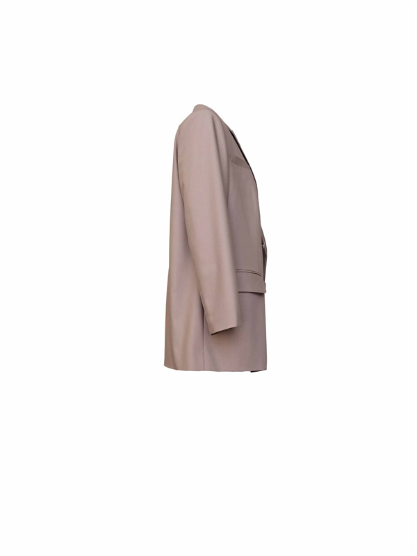 Feather-trimmed Double-breasted Turndown Collar Blazer