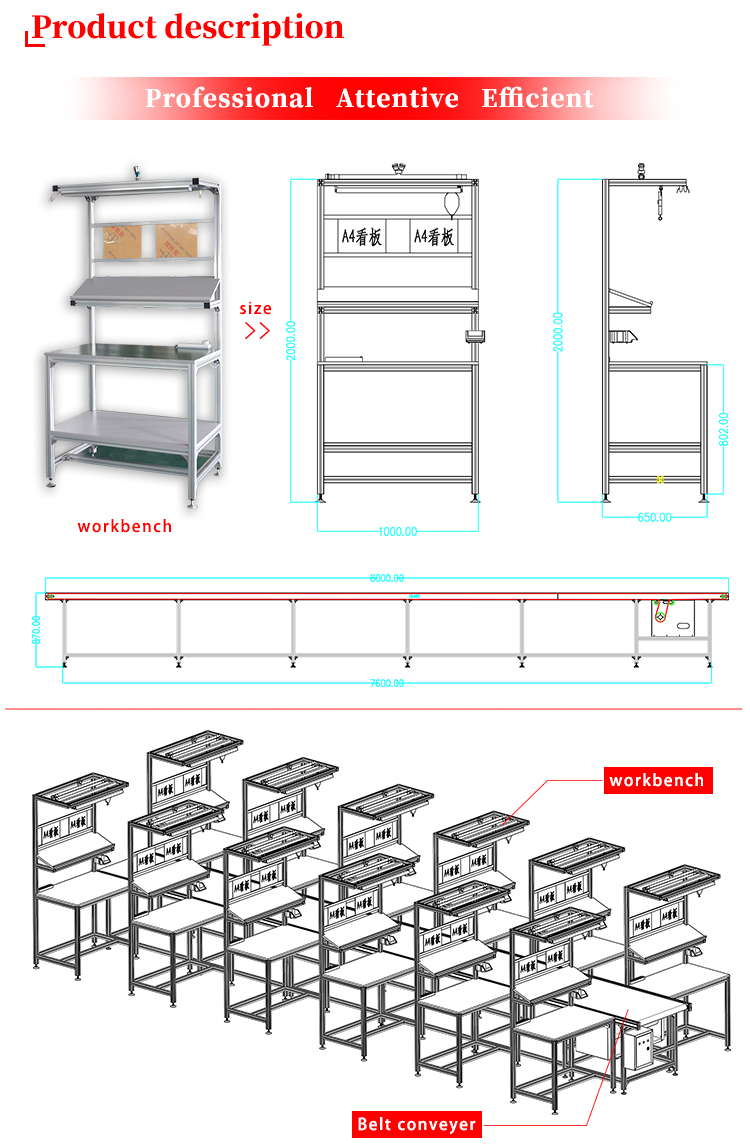 China supplier professional ODM aluminum assembly line table and workbench