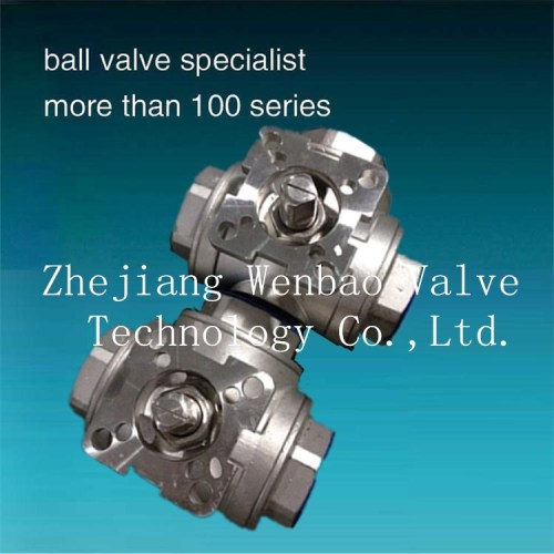 CF8M Stainless steel 3-Way Ball Valve Reduce Port 1000WOG ISO5211 Mounting Pad