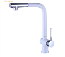 White Brass Pull Out Kitchen Mixer