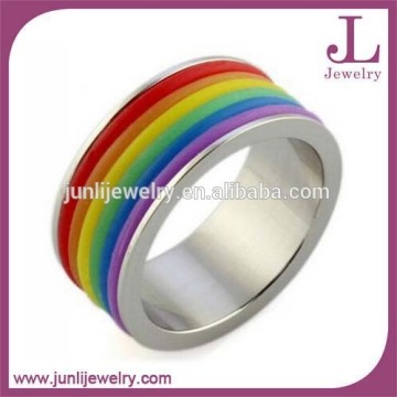 Rainbow Gay Video China Stainless Steel Rubber Band Gay Pride Ring