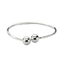 Double Bead 925 Sterling Silver Bracelet Bangle Cuff