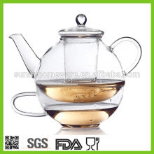 handmade pyrex blooming glass teapot and cup in one