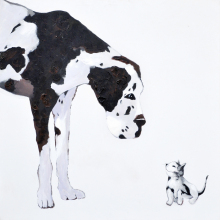 Stain Dog and Little Cat Canvas Painting