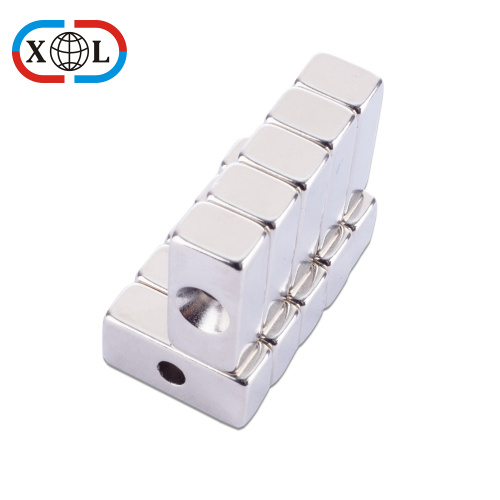 N52 Block Magnet with Single Hole for screw