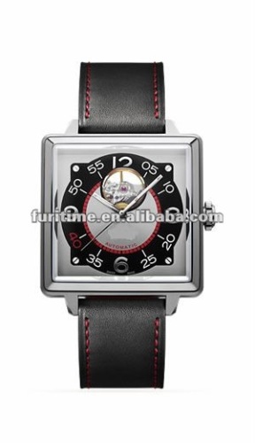 skeleton automatic watch,real leather strap,automatic watch,women style skeleton watch