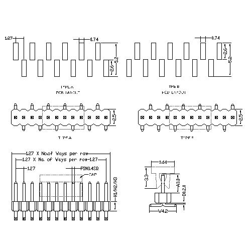 1.27 mm Pin Header Single Row SMT Type