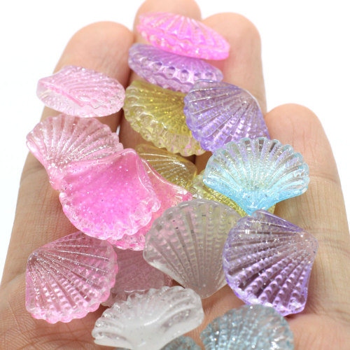 Großhandel Farbe Transparente Jakobsmuschel In Shell Shaped Kawaii Resin Cabochon Mini Resin Charms Für DIY Zubehör oder Schlüsselanhänger