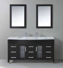 Double Mirrors Solid Wood bathroom cabinet